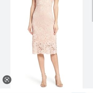 Sam Edelman Thick Strap Lace Midi Dress Petal Pink 12 NWT